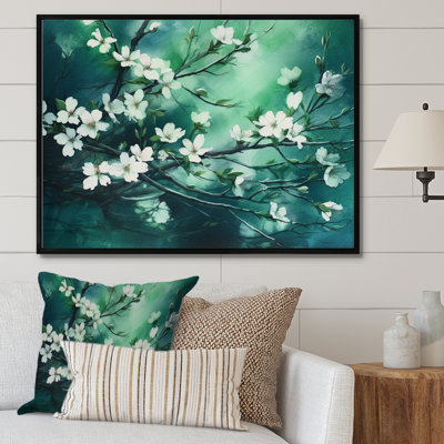 " Flower Whispers Teal Cherry Blossoms I "