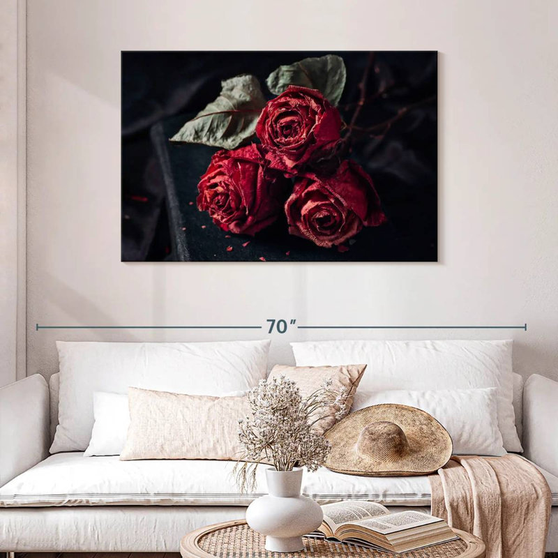 Hitzel Dried Red Roses, 30" H x 45" W