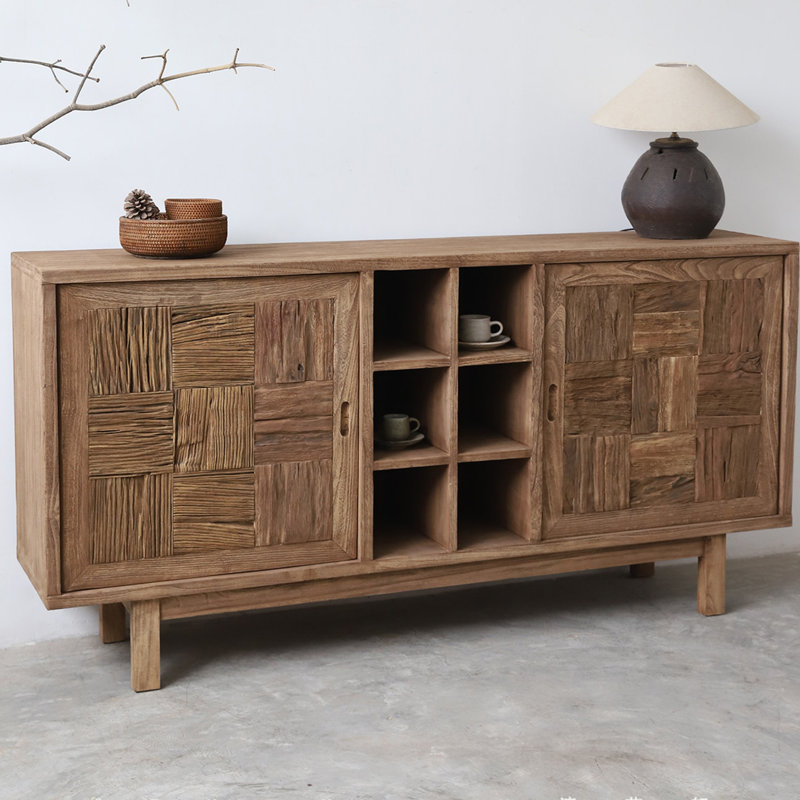 Wabi-sabi style solid wood dining cabinet