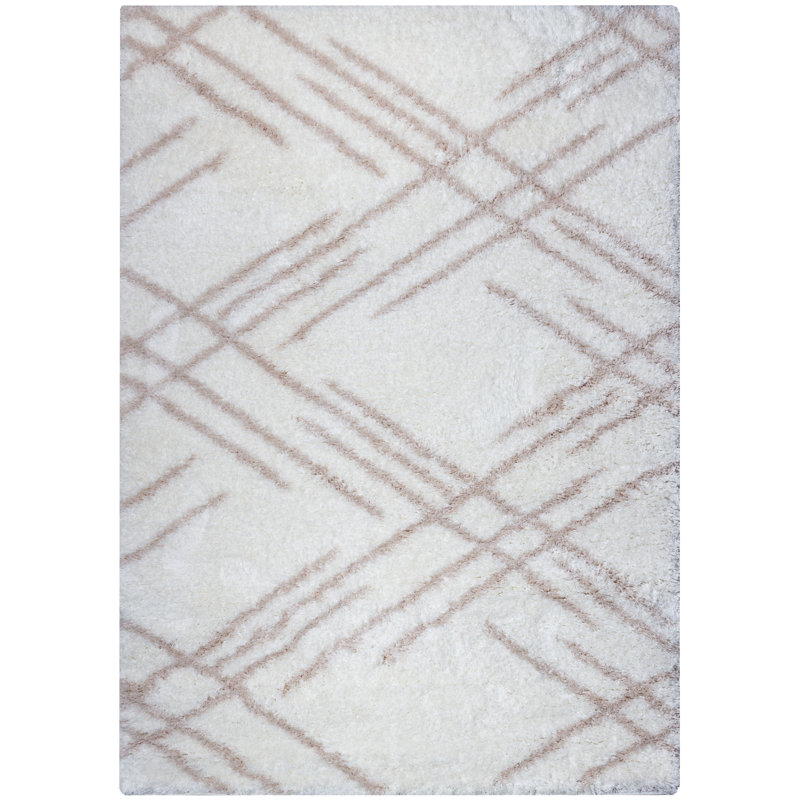 Tapis géométrique tissé à la machine Ruhland, Rectangle 3 pi 11 po x 5 pi 7 po