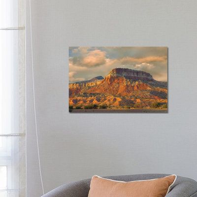 Sandstone Butte Showing Sedimentary Rock Layers, New Mexico 1 Piece Wrapped Canvas Wall Art