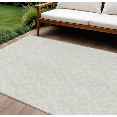 Tapis extérieur lavable à motif géométrique gris clair 10 pi x 14 pi