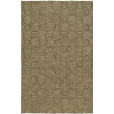 Wool Geometric Area Rug in Beige