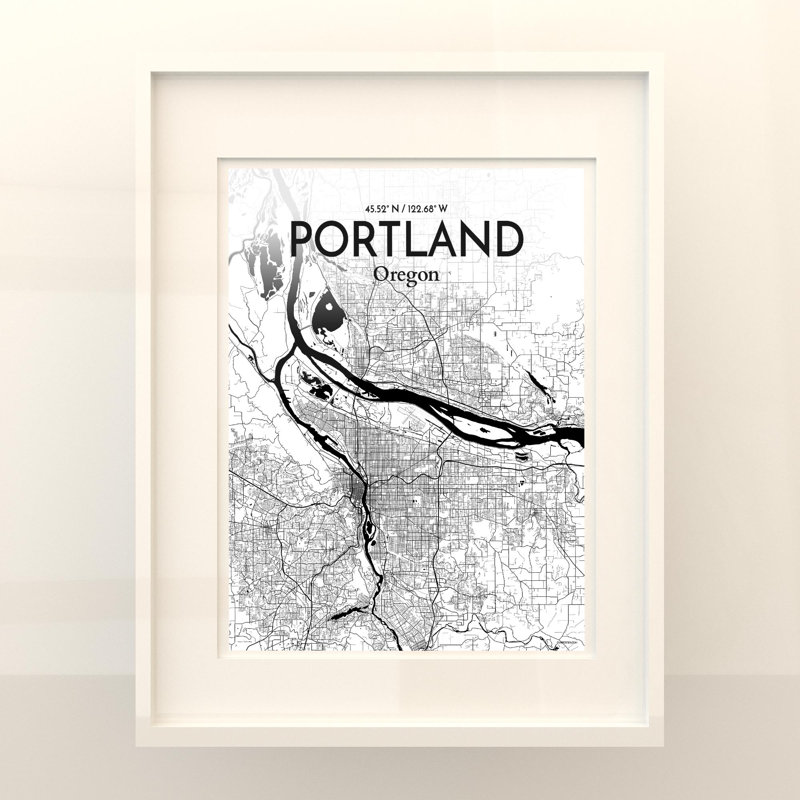Portland City Map in Ink 1 Piece Wall Art, 20cm H x 16cm W x 0.05cm D