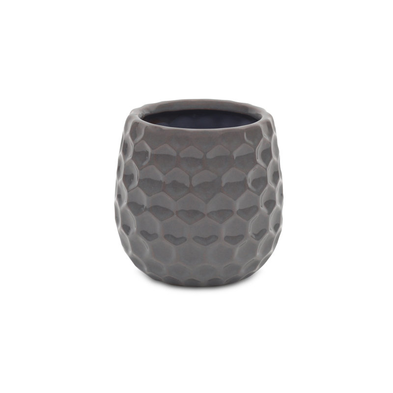 Pot à fleurs en céramique Eddins, H 4,5 po x l 4 po x P 4 po, Gris