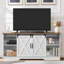 Meuble télé avec portes de grange coulissantes et 3 tablettes réglables pour les petits espaces