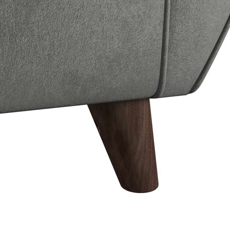 Birjesh 2 Seater Sofa, Dark Brown Wood, Asphalt