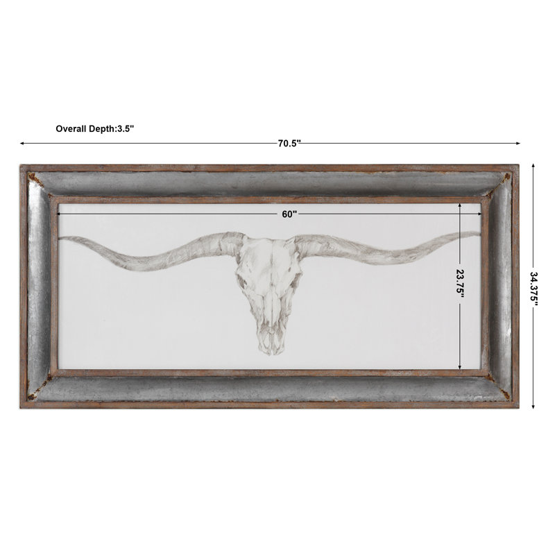 «Western Skull Mount», impression sur bois encadrée