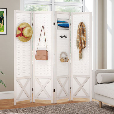 162 cm W x 170 cm H 4 - Panel Solid Wood Folding Room Divider