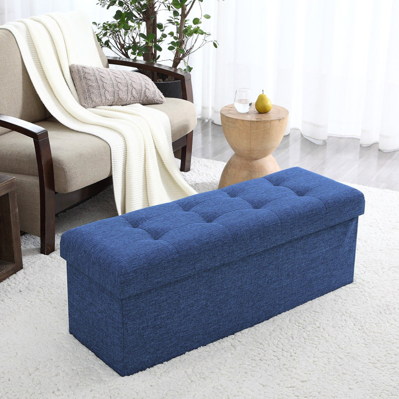 Grand repose-pieds pliable en lin capitonné Home / Repose-pieds 15 po x 45 po x 15 po