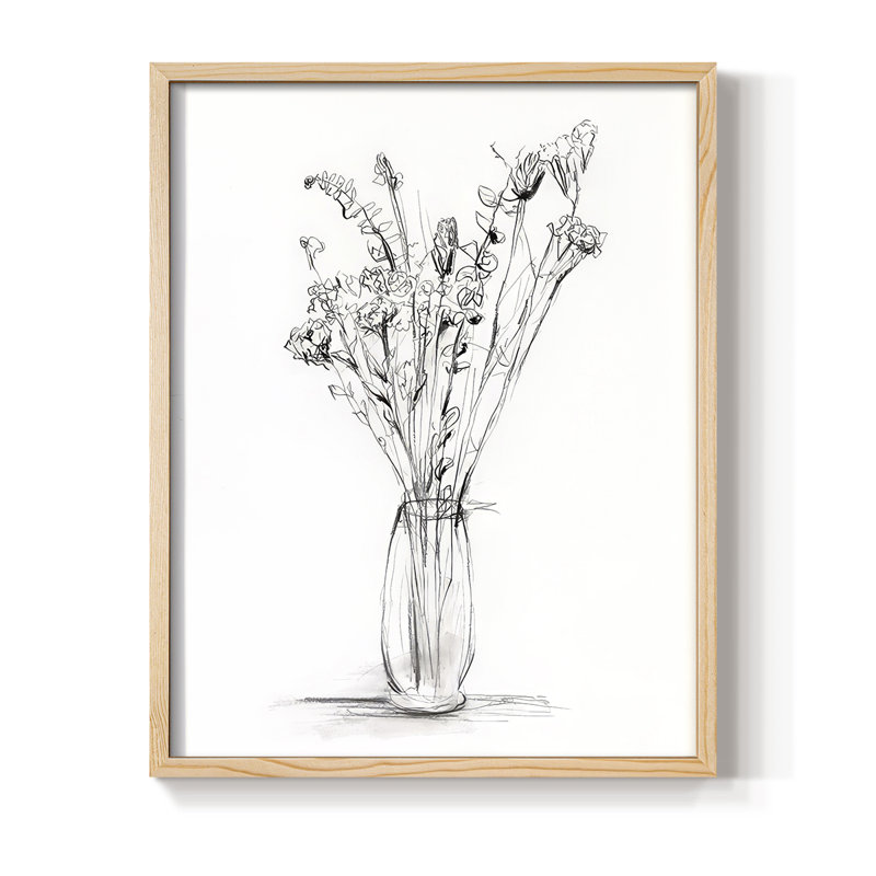 Wild Bouquet Study II Framed Print - Solid Wood, Natural, 11" H x 9" W