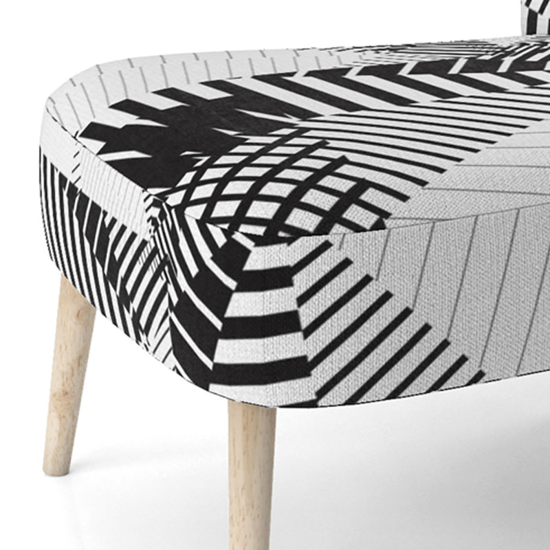 Chaise d'appoint rembourrée à motif noir et blanc