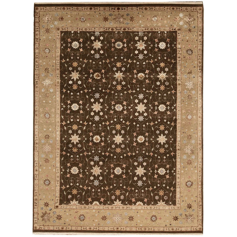 Tapis brun et doré de haute qualité noué à la main