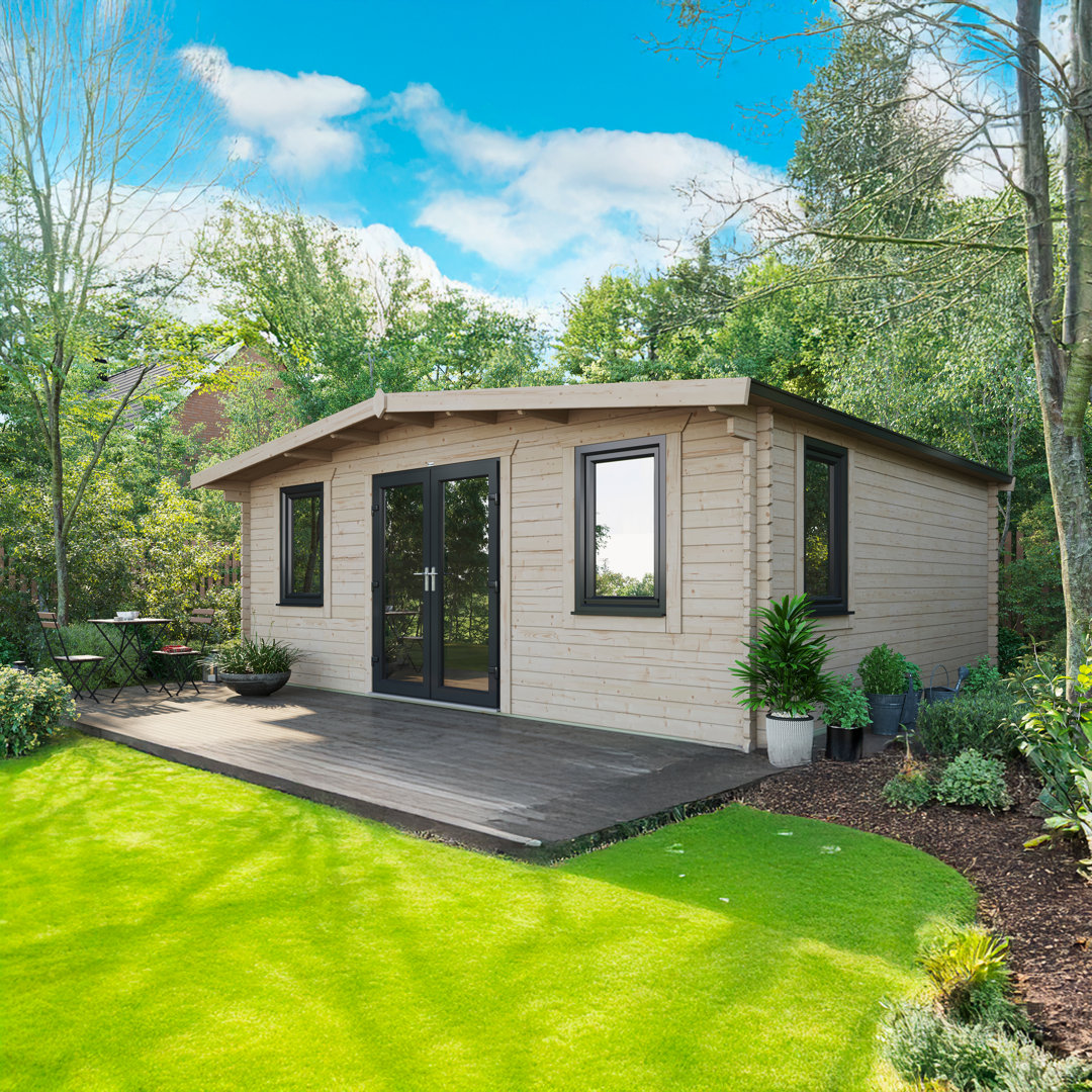 Powersheds 18 x 20ft Chalet Log Cabin, Doors Central - 44mm