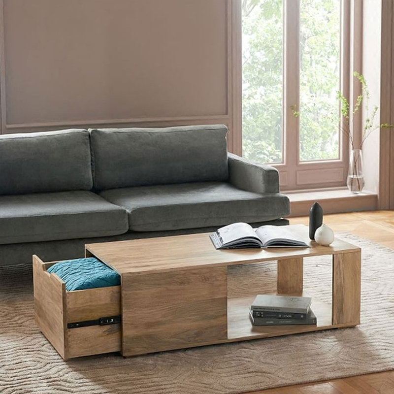 Table basse en bois massif rétro Burlywood