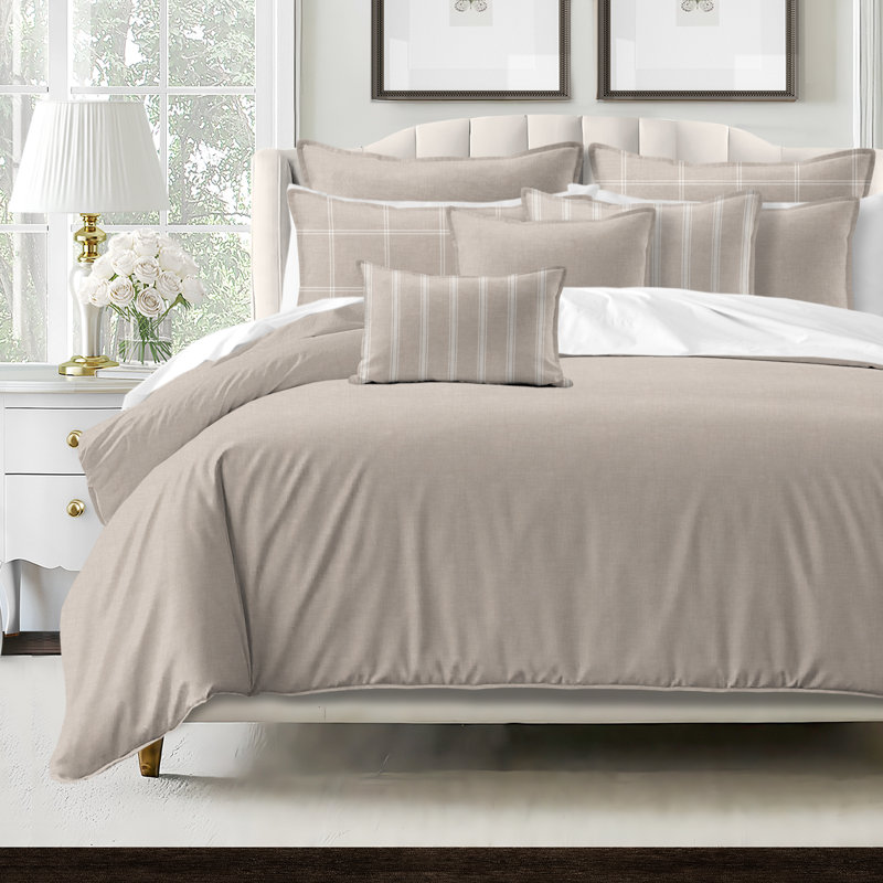 Shay Solid Natural Cotton Comforter Set  8 Piece, Full Comforter + 7 Additional Pieces