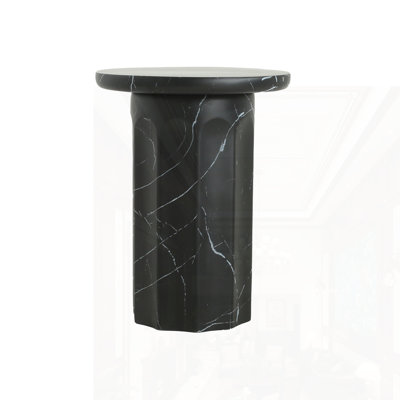 Concrete Black Marble Effect Side Table