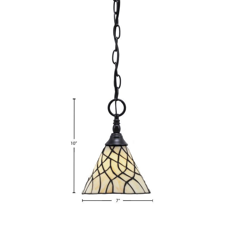 Chain Hung Mini Pendant With Glass, Matte Black