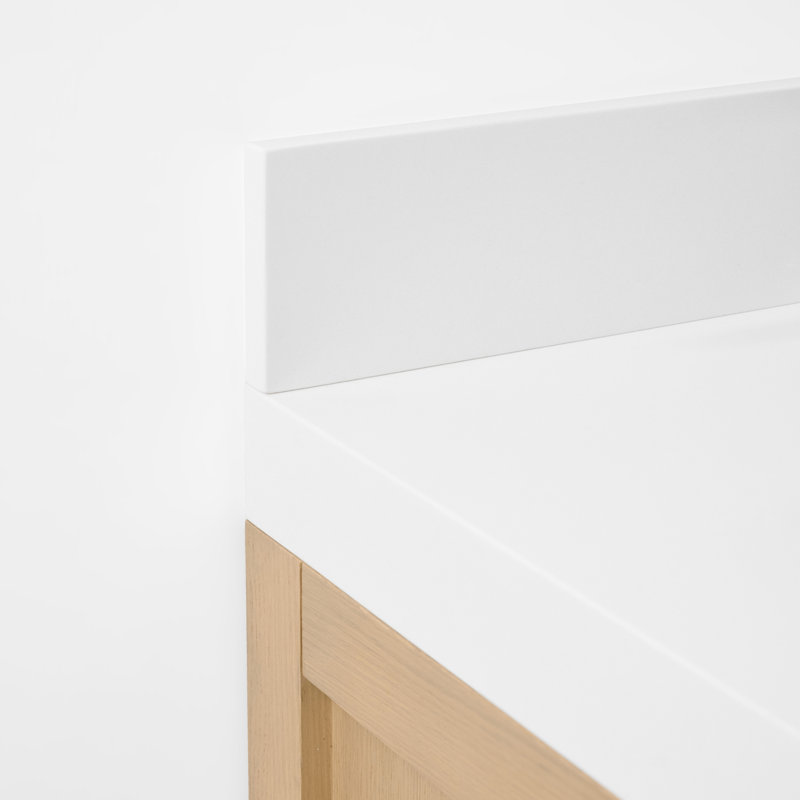 Elizabeth 48'' W Single Vanity, Pure White Quartz, Oak/Rose Gold