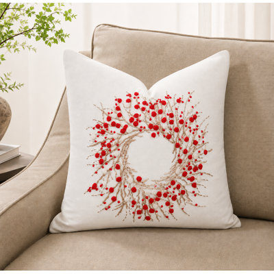 Coussin Holiday Berry Wreath