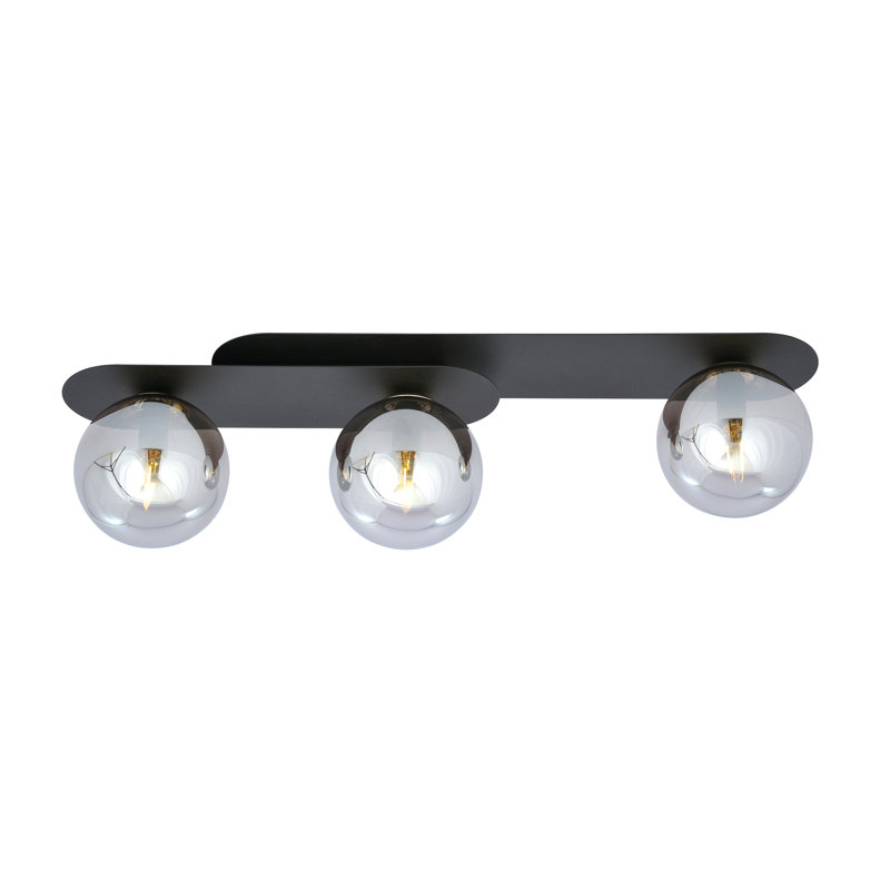 McTurck Glass Flush Mount, 25cm H x 51cm W x 57.5cm D, Graphite