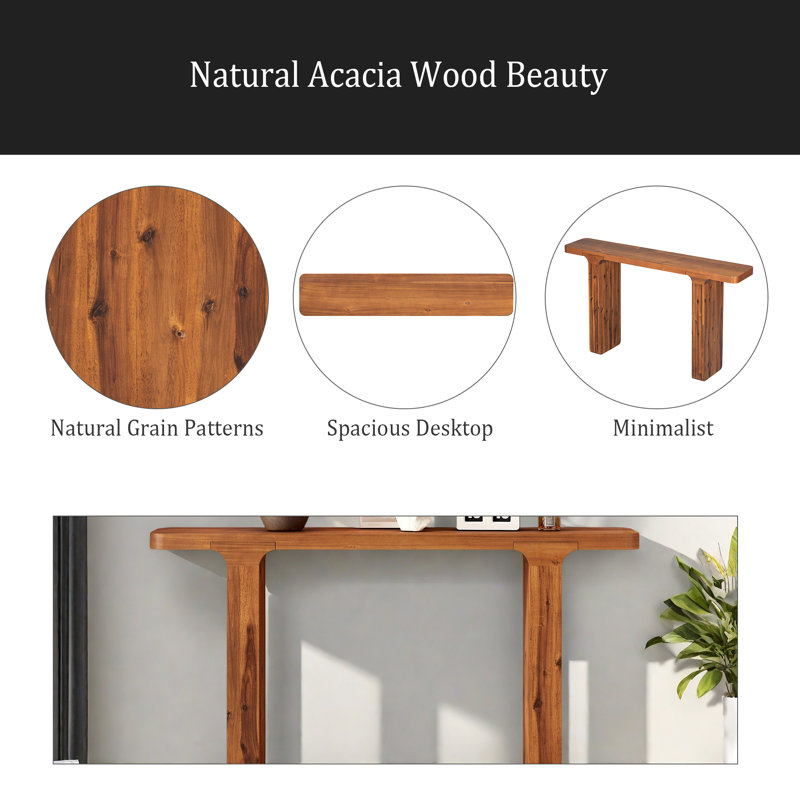 Elegant Acacia Veneer Entryway Table,Suitable For Entryway, Hallway, Living Room, Foyer, Corridor, Natural