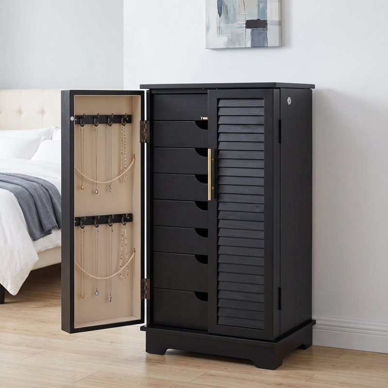 Armoire à bijoux avec miroir Harwant, Gris anthracite