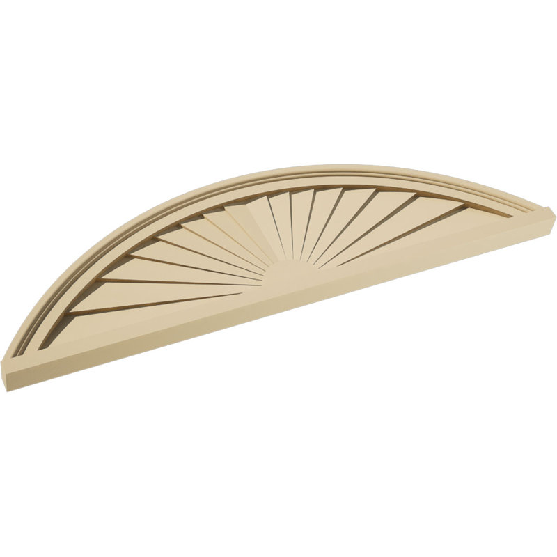 Segment Arch Sunburst Signature Urethane Combination Pediment, Primed Tan, 38" x 10.5" x 2" , None