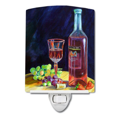 Lampe de table en céramique pour bouteilles de vin et verre