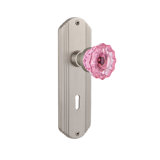 Deco Plate with Decorative Keyhole and Crystal Pink Door Knob