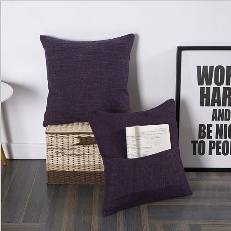 Ensemble de 2 coussins décoratifs avec insert - Pochette à magazines latérale fonctionnelle de 18 po x 18 po , Mauve