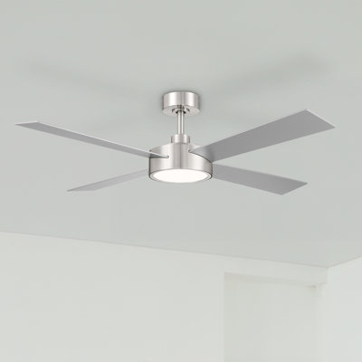 Ventilateur de plafond à DEL intégré en nickel brossé intérieur / extérieur de 52 po avec 5 sélections CCT Onyo, télécommande incluse