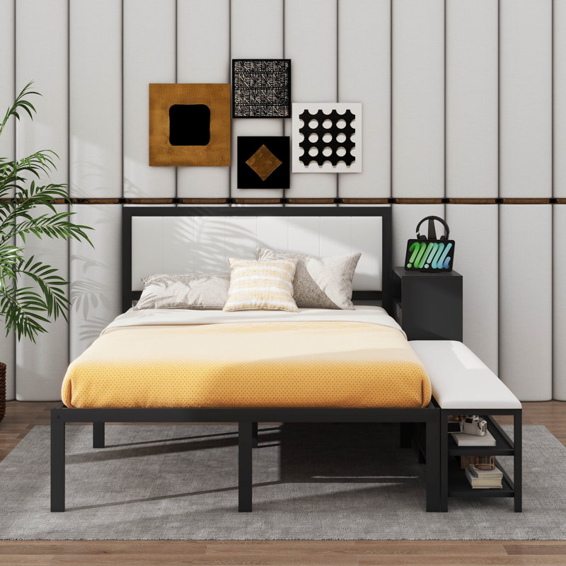 Lit plateforme Elegant, Noir, Double