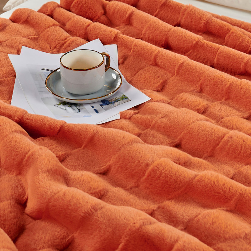 Biscoe Knitted Throw Blanket, Burnt Orange, 60"W x 70"L
