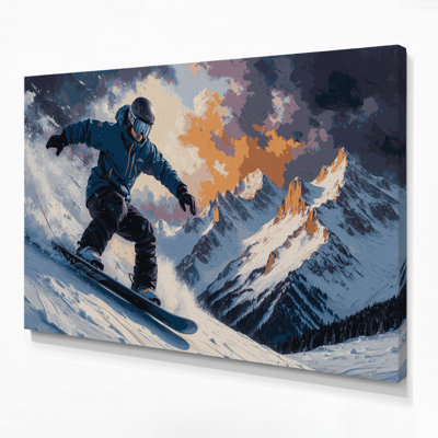Sports Snowboarding Gray Canvas Wall Art