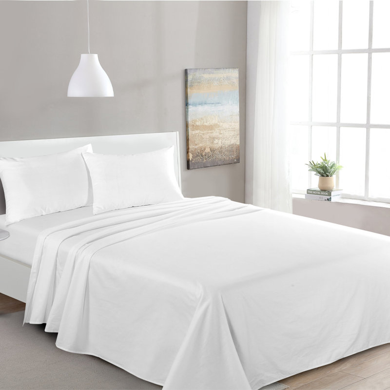 My Home Store-Cotton Flat Sheet-Soft and Breathble flat sheet-Summer sale, White, Double (230 x 255 cm)