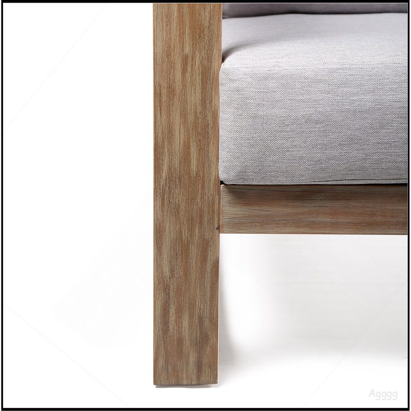 Chaise longue d'extérieur en bois d'eucalyptus avec coussins gris Paradise