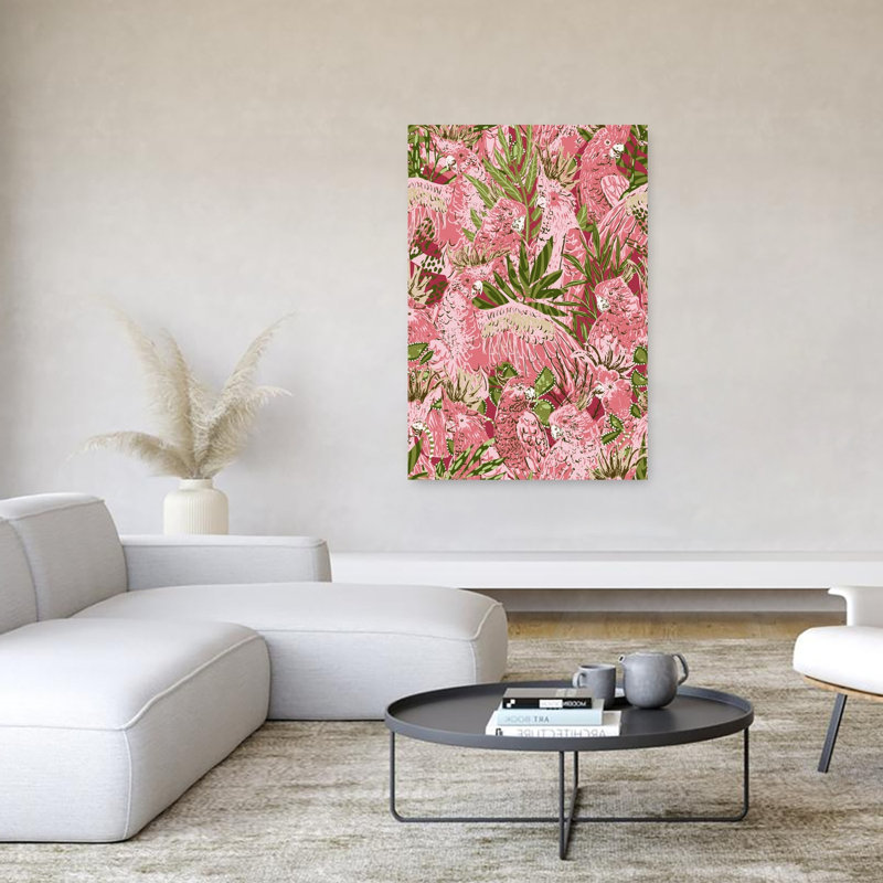 Impression d'art mural rose, nature, oiseau sauvage, jungle, 60" H x 40" W