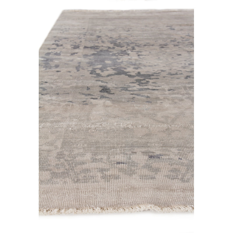 Antique Weave Bamboo Oriental Area Rug in Silver, Rectangle 8' x 10'