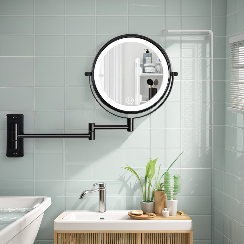 Johara Metal Round Mirror, Black