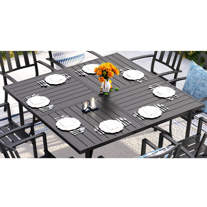Bronislovas 8 - Person Patio Dining Set with Square Table, Beige