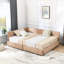 Structure de lit double de style Mid-Century avec housse en velours - Lit de jour rose pour tablette de meuble de chambre à coucher et de salon-1012122705