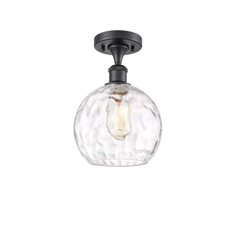 Plafonnier semi-encastré 1 lumière 8 po Cindi, Ampoule non incluse, H 13 po x l 8 po x P 8 po, Noir mat
