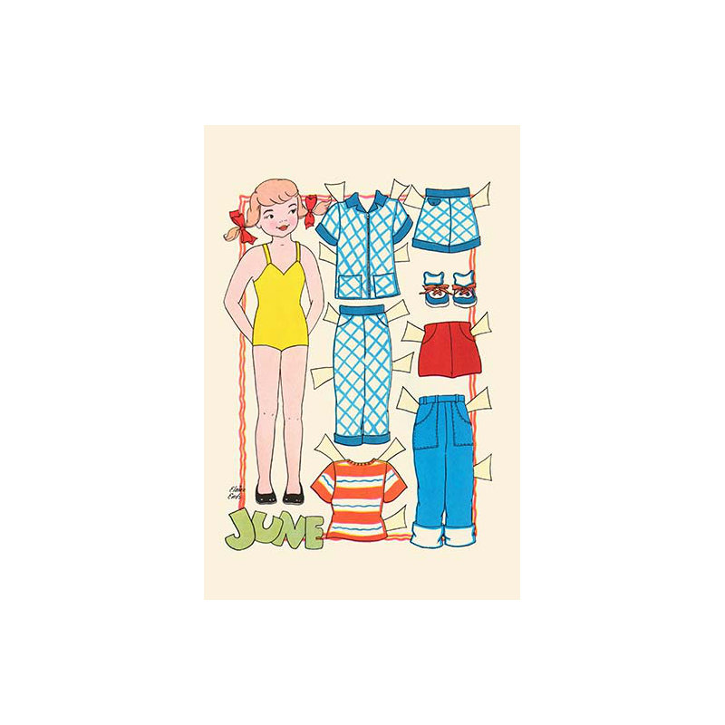 " June Dress Up Doll " by Elaine Ends, 36" H x 24" W x 1.5" D