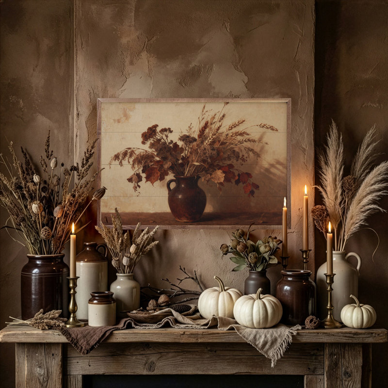 Dried Oak Leaves Light, H 24 po x l 36 po