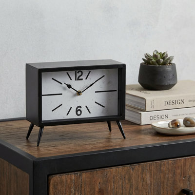 Horloge de table 11 "en métal noir et blanc