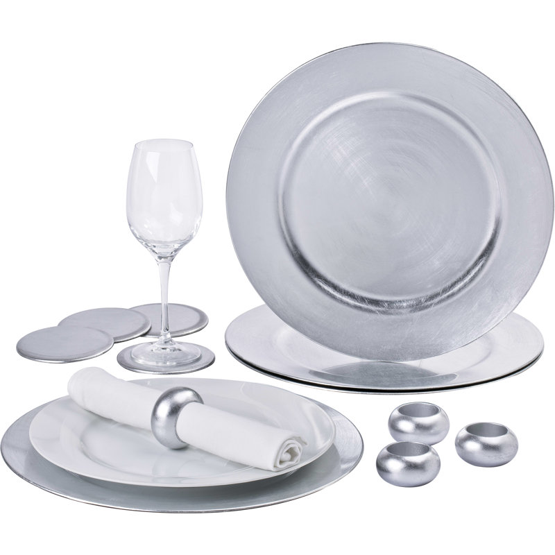 12pc Charger Plate Set, Platinum