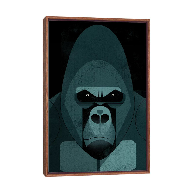 Gorilla by Dieter Braun - Print on Canvas, 101.6 cm H x 66.04 cm W, Classic Brown Wood Framed