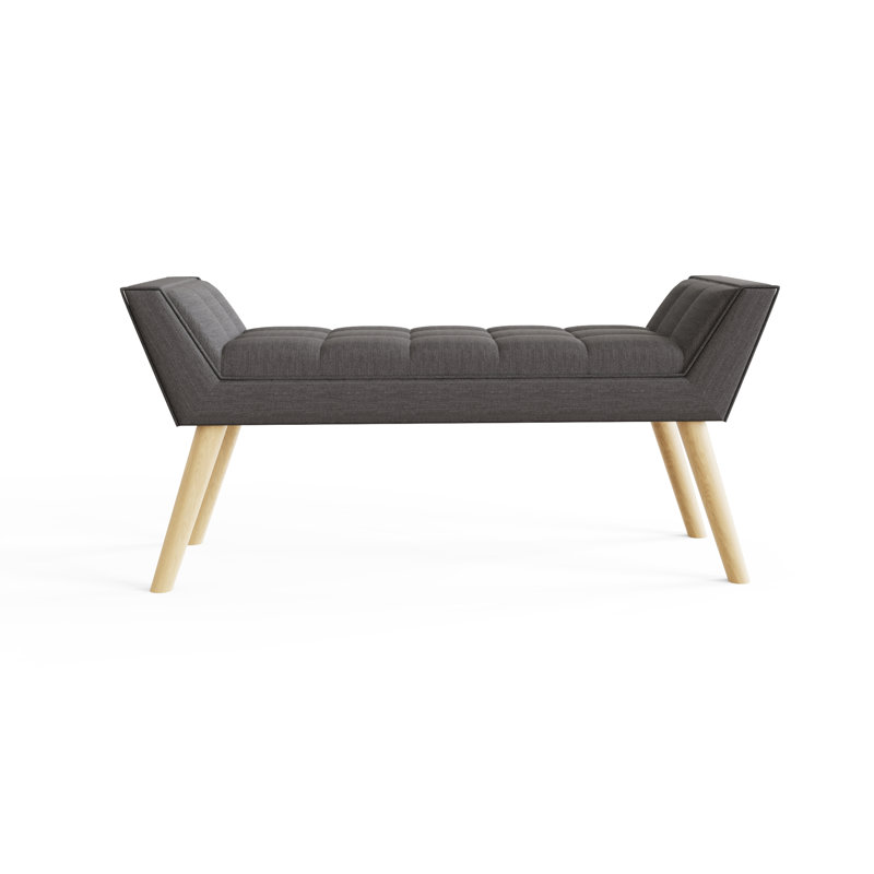 Cauley Upholstered Bench, Dark Grey