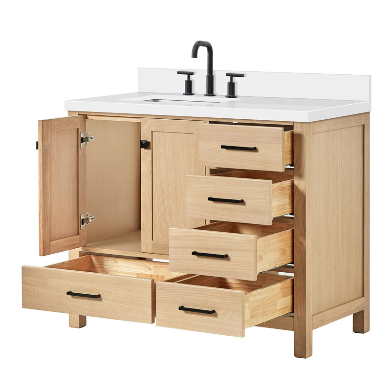 Ensemble de meuble-lavabo simple 43 po Cambridge, Chêne, Forme rectangulaire, Gauche